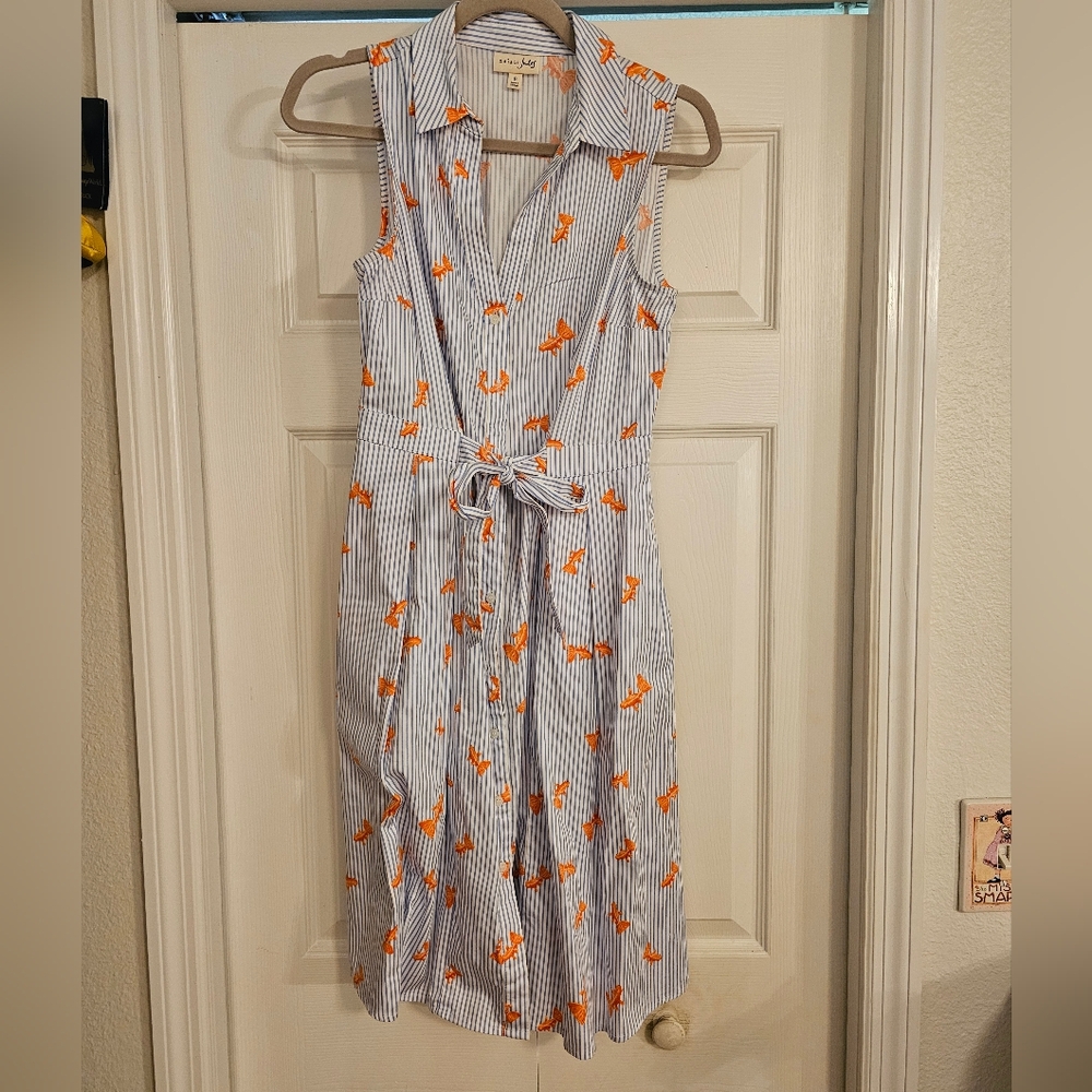 Maison Jules Striped Dress with Goldfish Print
